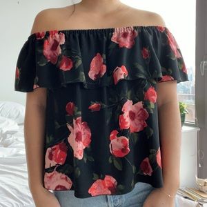 Aritzia Wilfred Off-Shoulder Floral Blouse